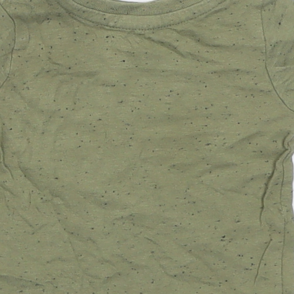 Peacocks Boys Green Cotton Basic T-Shirt Size 0-3 Months Crew Neck Button