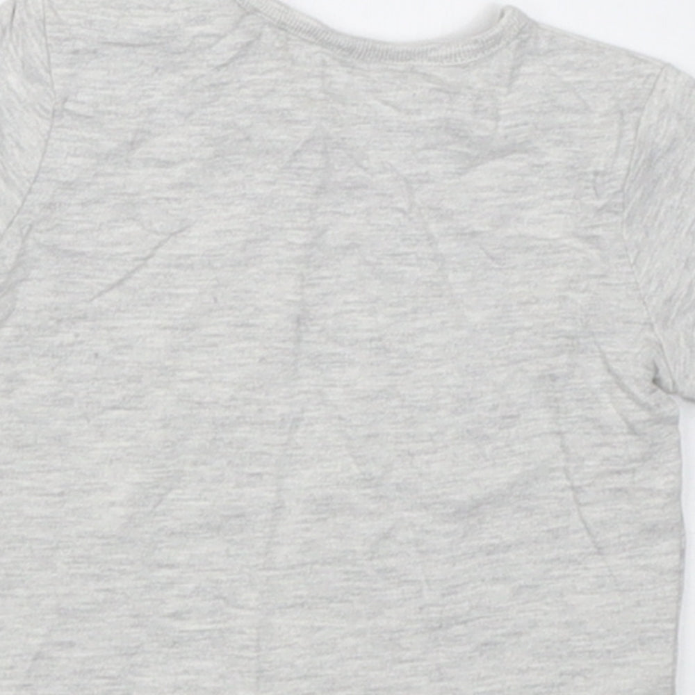 TU Boys Grey Cotton Basic T-Shirt Size 0-3 Months Crew Neck Button - roarly funny and happy