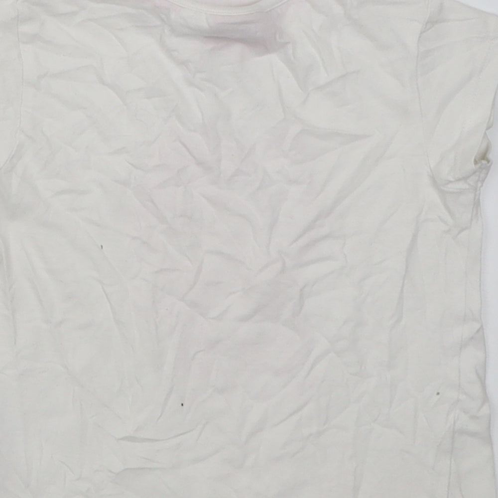 Sanrio Girls White Cotton Basic T-Shirt Size 2-3 Years Crew Neck Pullover - Hello kitty