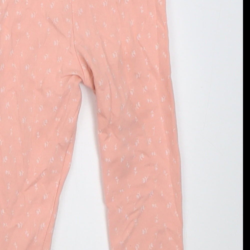 F&F Girls Pink Floral Cotton Capri Trousers Size 9-12 Months Pullover
