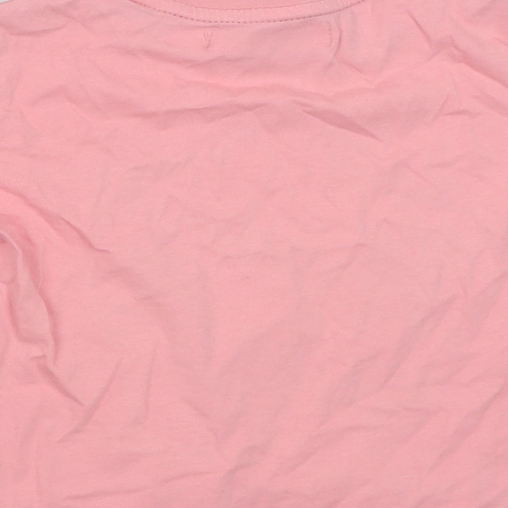 Pineapple Girls Pink Cotton Cropped T-Shirt Size 5-6 Years Crew Neck Pullover