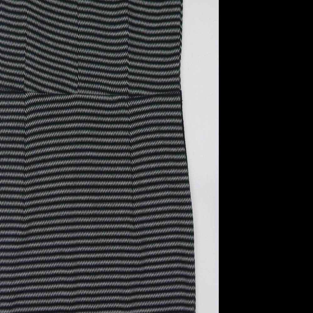 TU Womens Blue Geometric Polyester A-Line Size 12 Crew Neck Zip