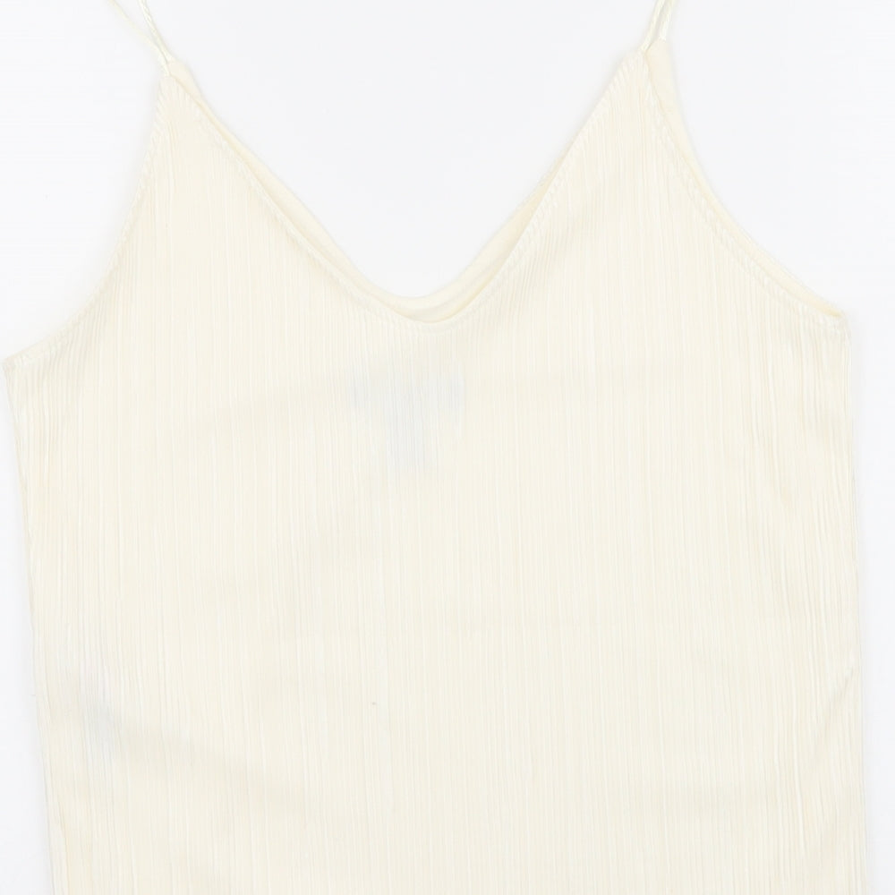New Look Womens Ivory Striped Polyester Camisole Tank Size 10 V-Neck