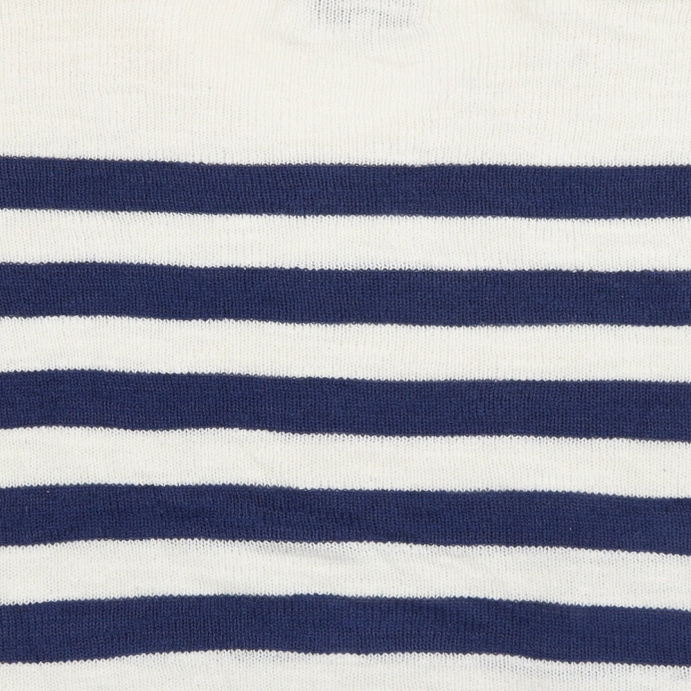 Capri Womens Blue V-Neck Striped Viscose Jumper Size XS