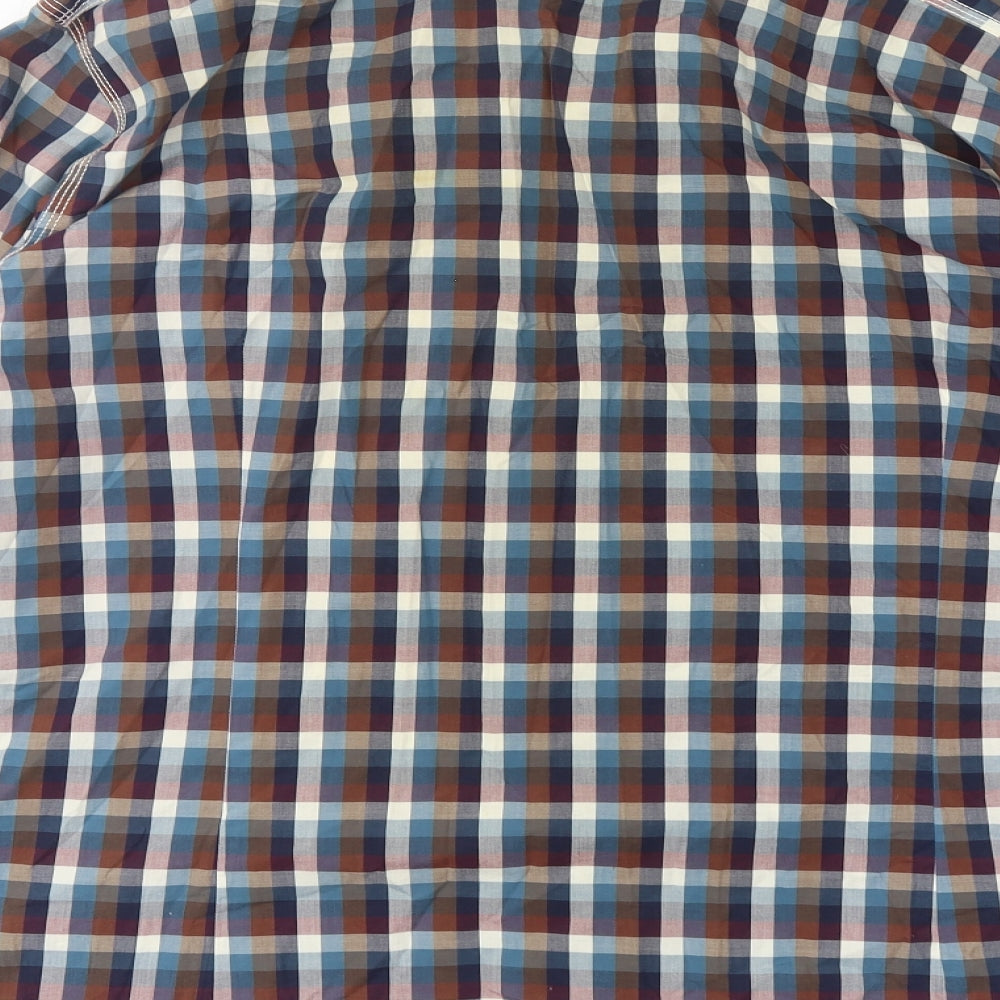 Colours & Sons Mens Multicoloured Check Polyester Button-Up Size XL Collared Button