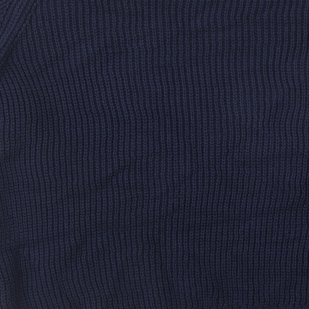 East West Mens Blue Crew Neck Cotton Pullover Jumper Size L