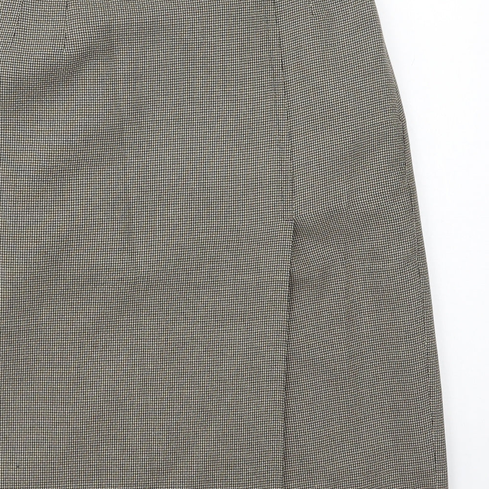 Choise Womens Beige Geometric Viscose A-Line Skirt Size 10 Button