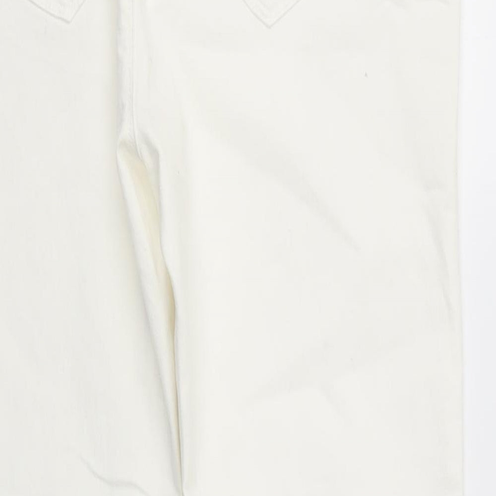 Dorothy Perkins Womens White Cotton Flared Jeans Size 14 L29 in Regular