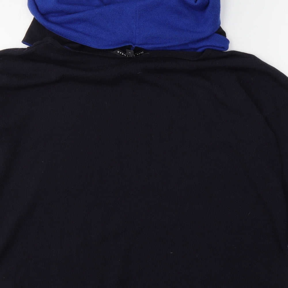 M&Co Womens Blue Acrylic Jersey Blouse Size 14 Roll Neck