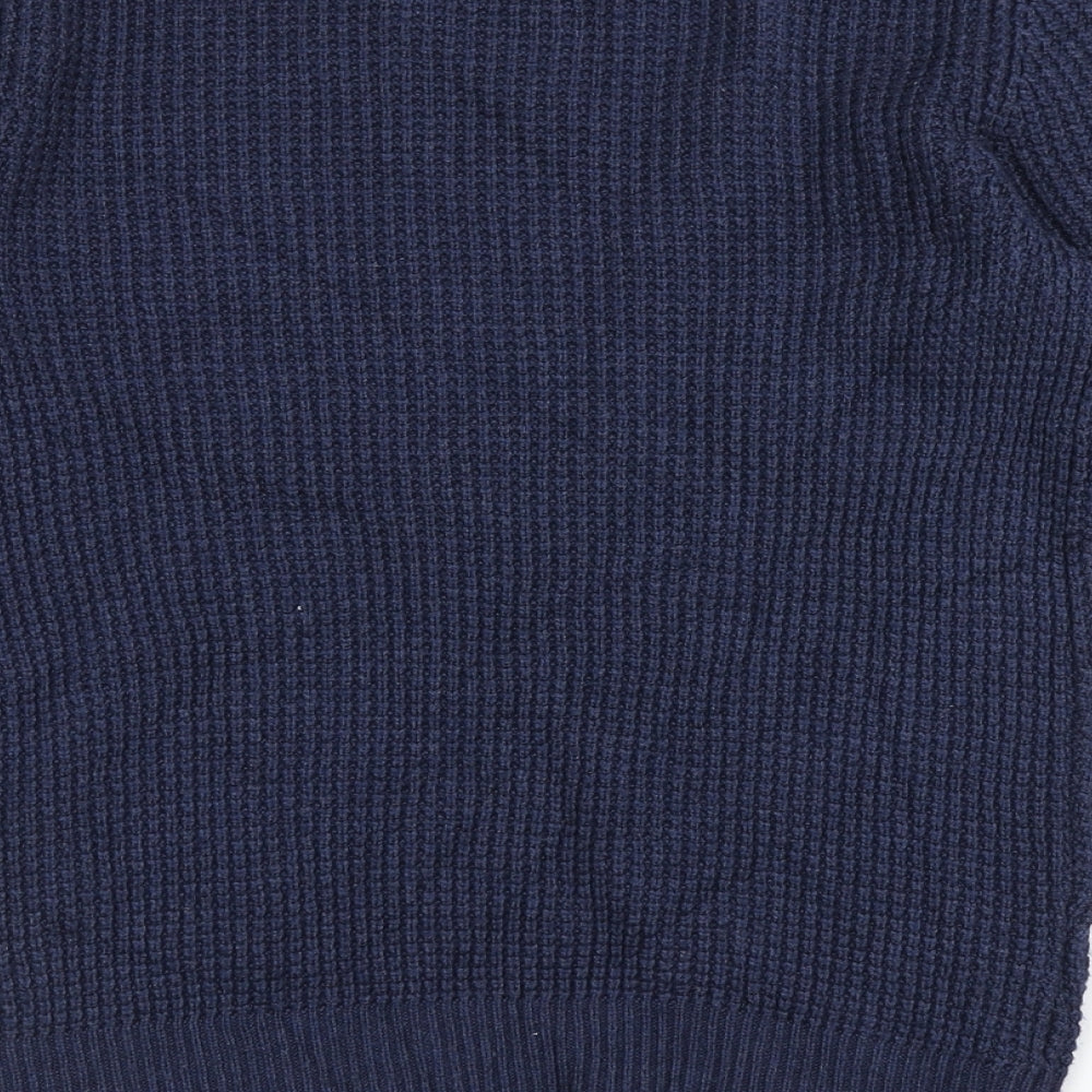 Mango Womens Blue Round Neck Viscose Pullover Jumper Size S