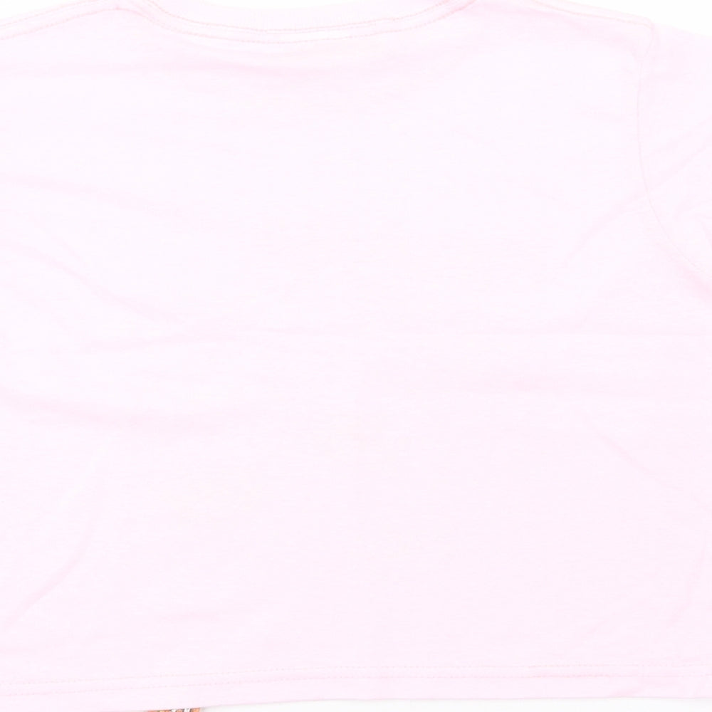 Pirana Joe Girls Pink Cotton Basic T-Shirt Size 4 Years Crew Neck Pullover