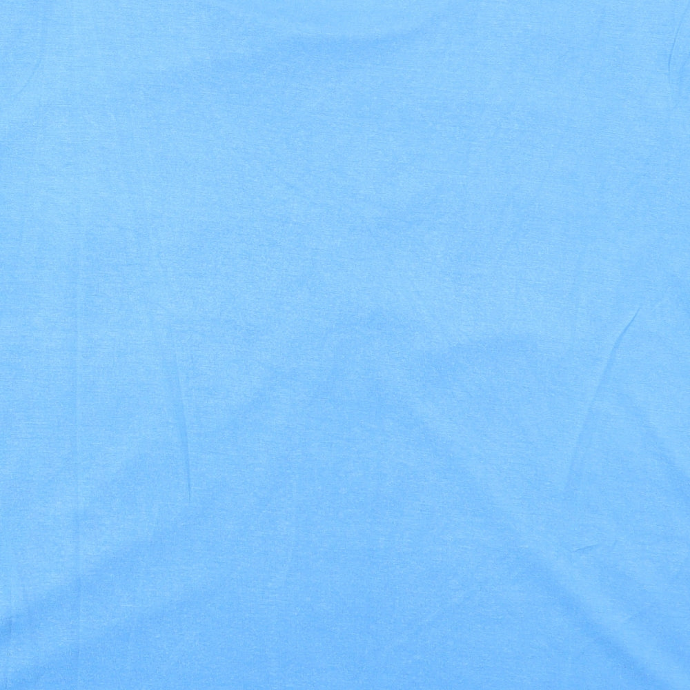 Mudflower Womens Blue Polyester Basic T-Shirt Size L Round Neck