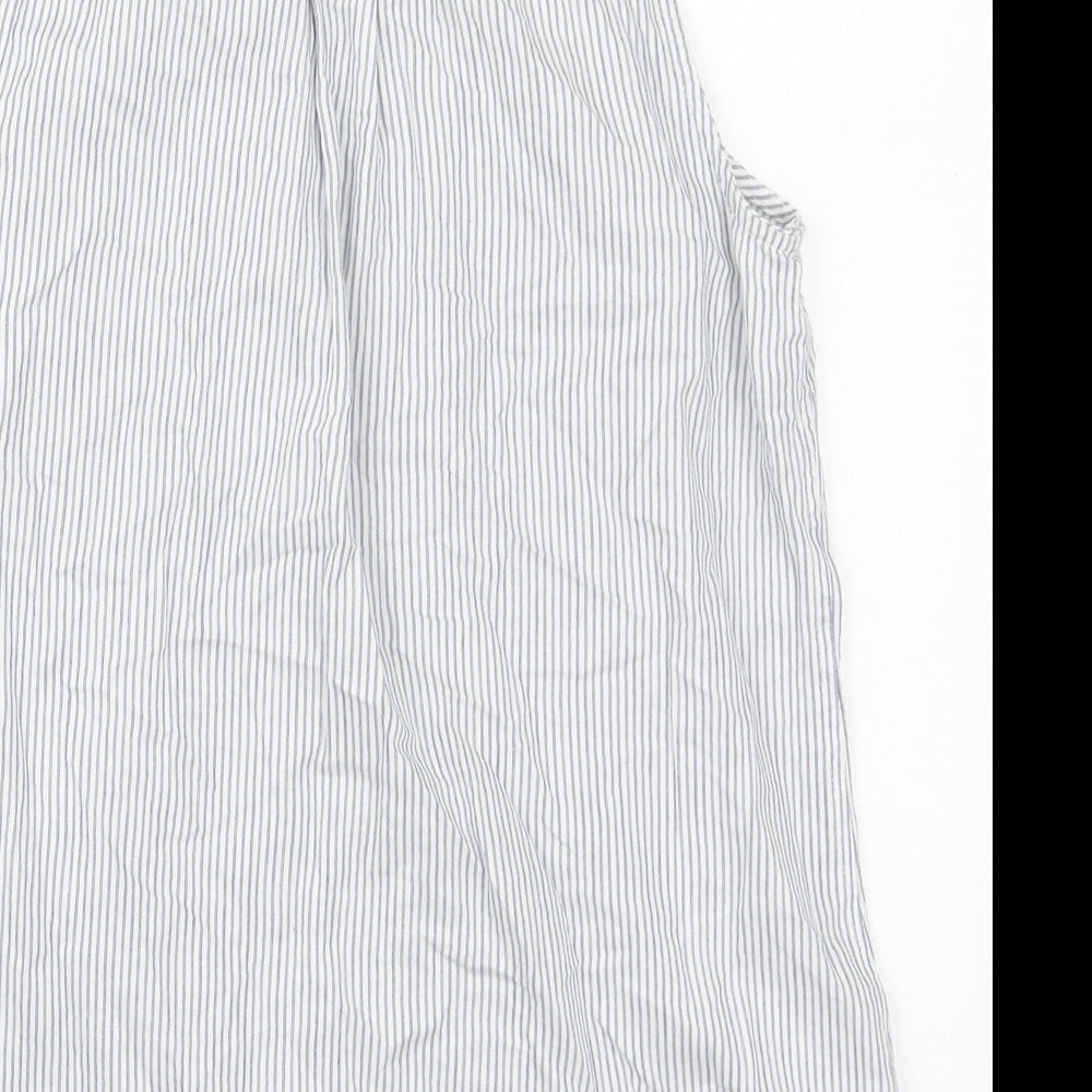New Look Womens Blue Striped Cotton Basic Button-Up Size 8 Collared