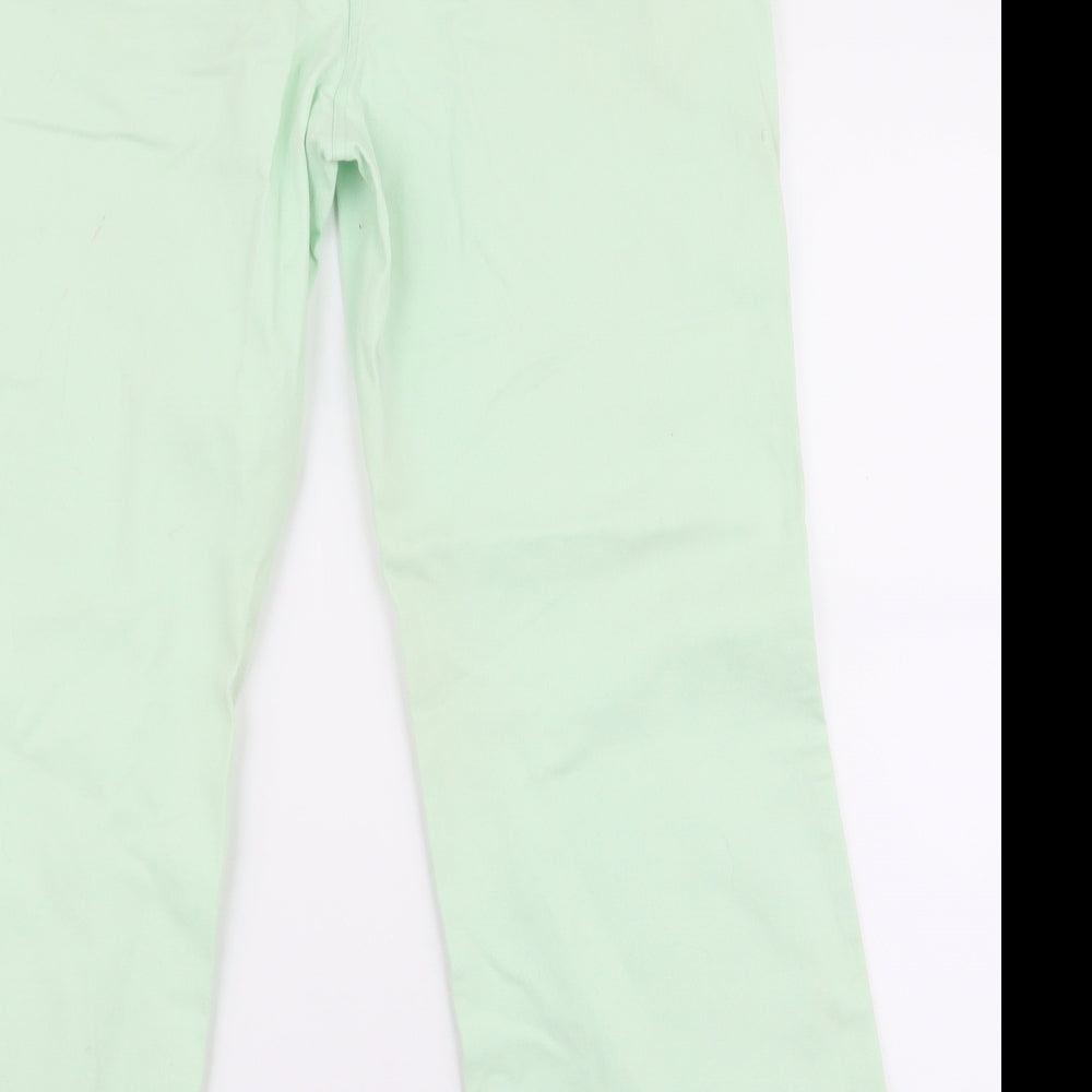 Vogue Womens Green Cotton Wide-Leg Jeans Size 16 L27 in Regular Zip