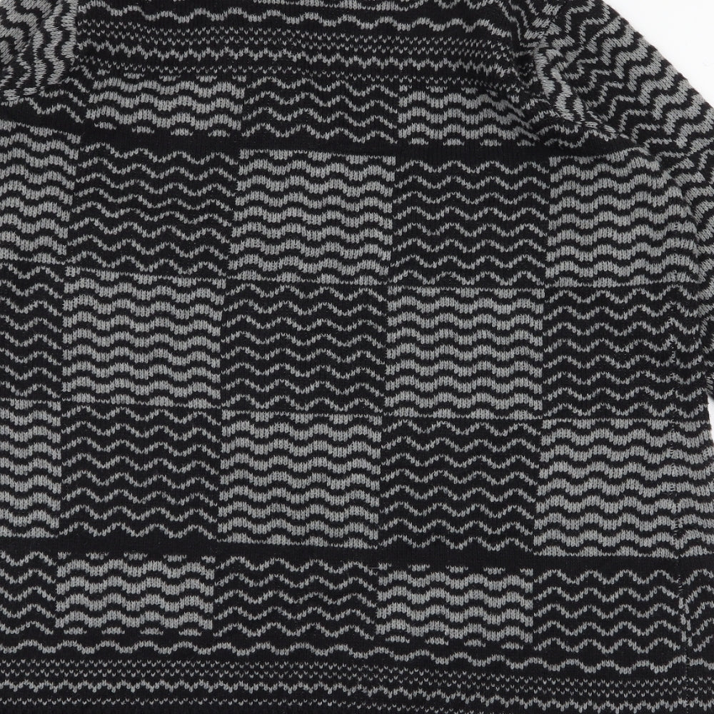 Bonmarché Womens Black Collared Geometric Acrylic Cardigan Jumper Size M