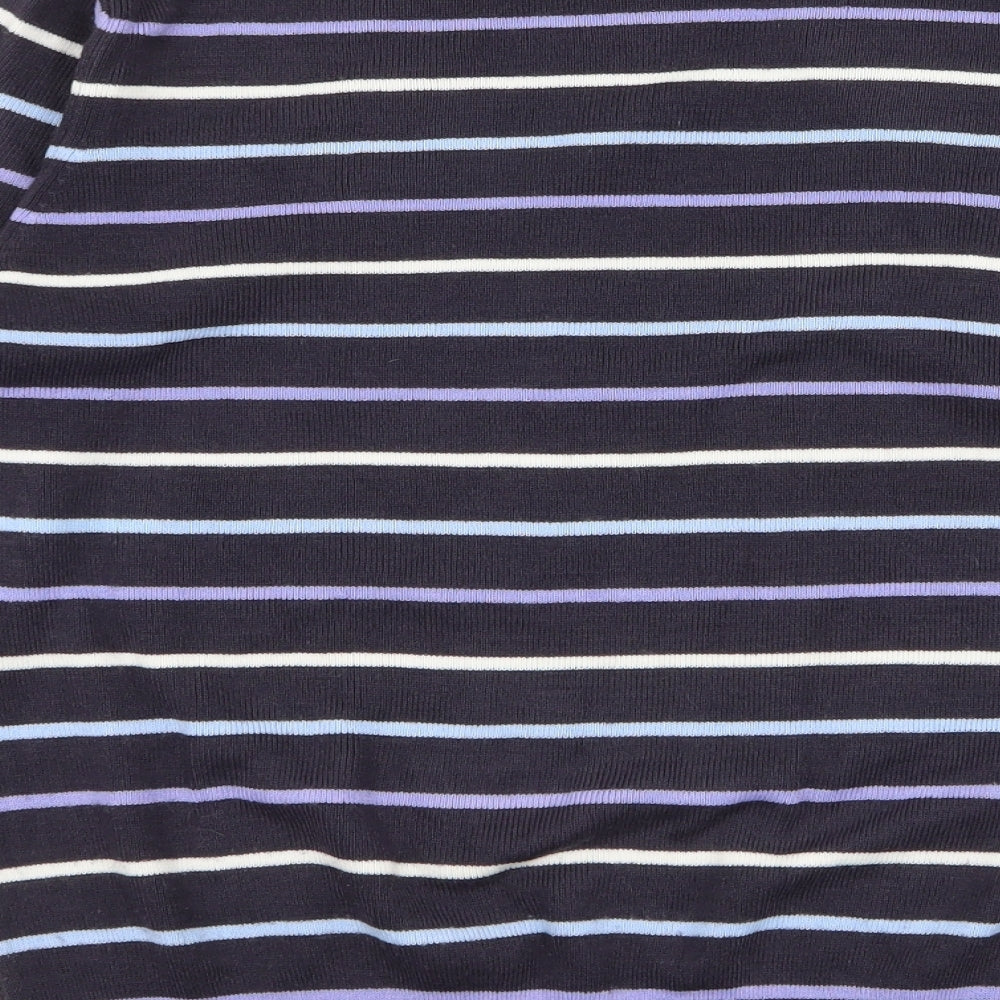 Berkertex Womens Blue Round Neck Striped Acrylic Pullover Jumper Size 10