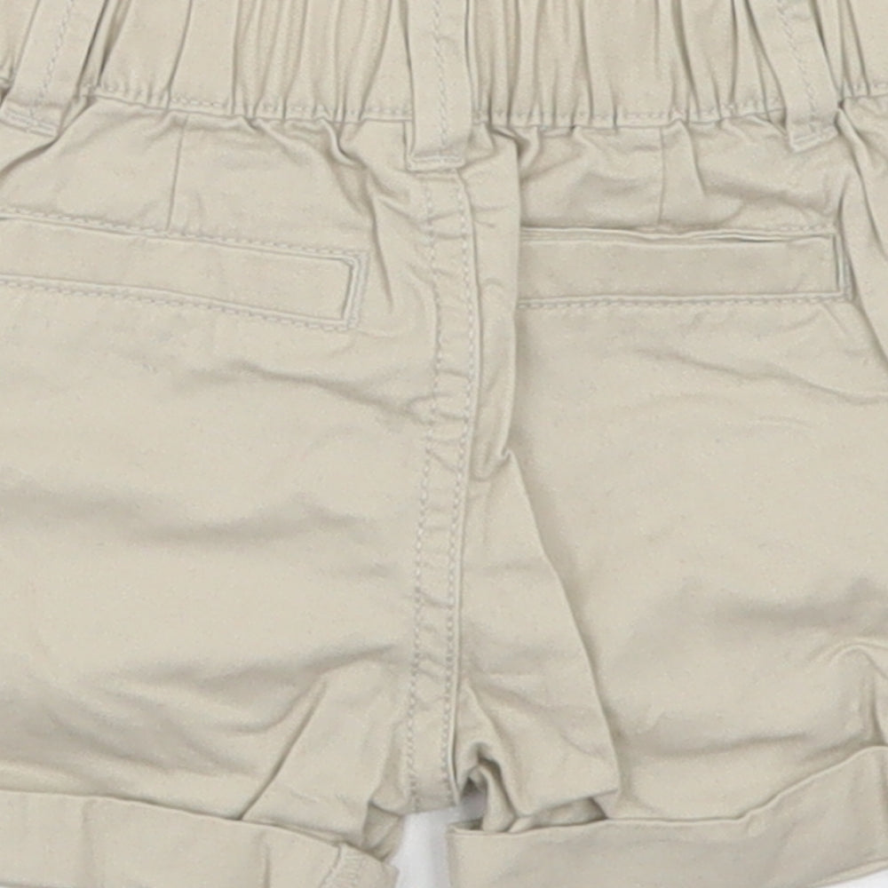 F&F Boys Beige Cotton Cropped Trousers Size 3-6 Months Button