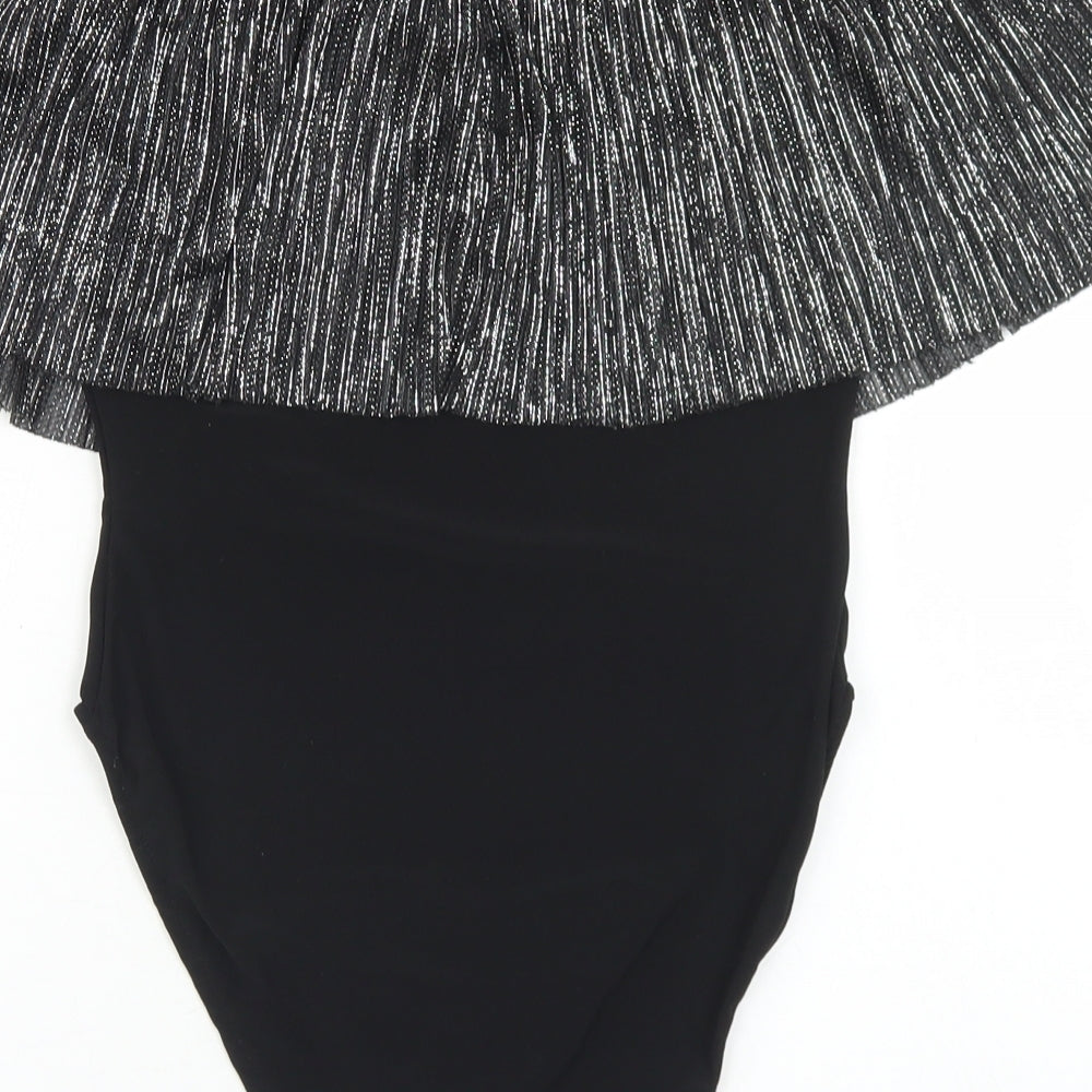 TFNC Womens Black Polyester Bodysuit One-Piece Size M Snap