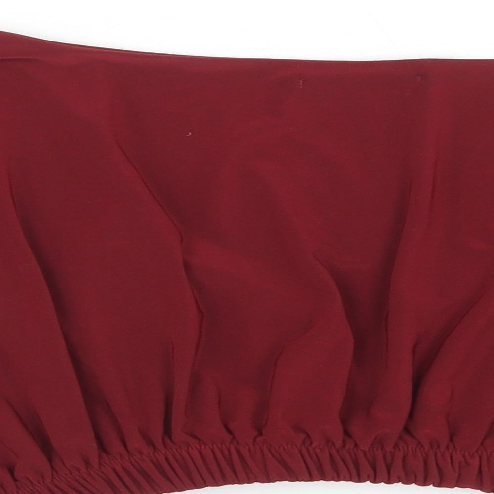 PRETTYLITTLETHING Womens Red Polyester Cropped Blouse Size 10 V-Neck