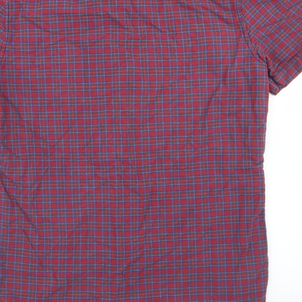 Topman Mens Purple Plaid Cotton Button-Up Size S Collared Button