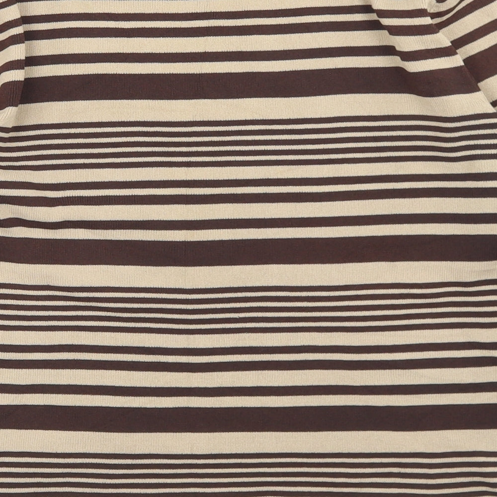 Bonmarché Womens Beige Boat Neck Striped Viscose Pullover Jumper Size S