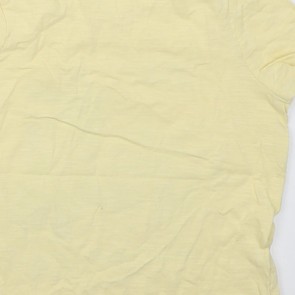 Marks & Spencer Girls Yellow Cotton Basic T-Shirt Size 6-7 Years Crew Neck Pullover