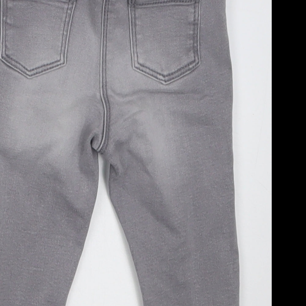 NEXT Girls Grey Cotton Capri Jeans Size 6-9 Months Button