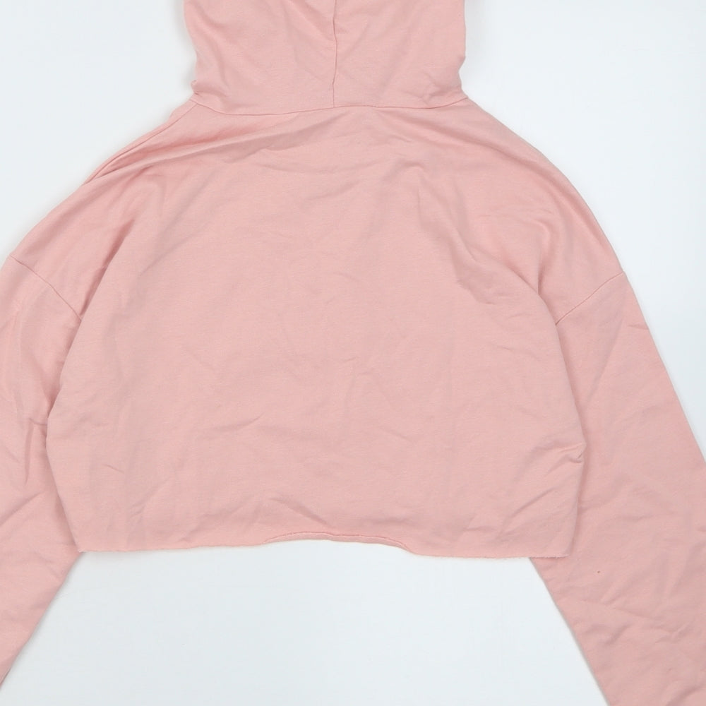 SheIn Girls Pink Cotton Pullover Hoodie Size 10 Years Pullover - Cropped