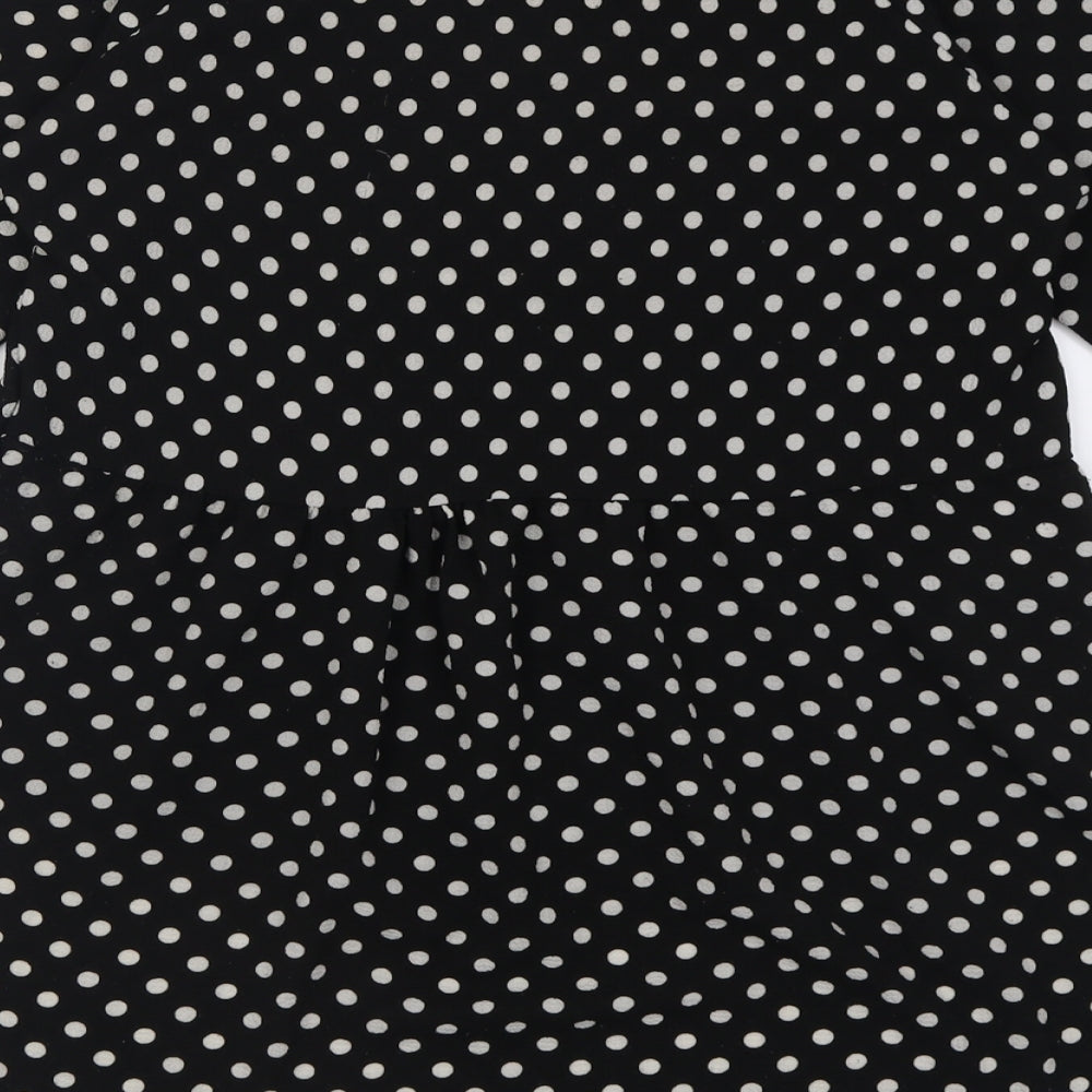 Apricot Womens Black Polka Dot Polyester Tunic Blouse Size S Crew Neck