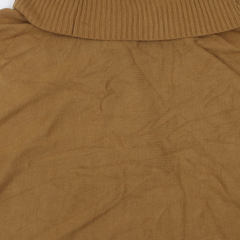 h7m Womens Brown Roll Neck Acrylic Cape Jumper One Size