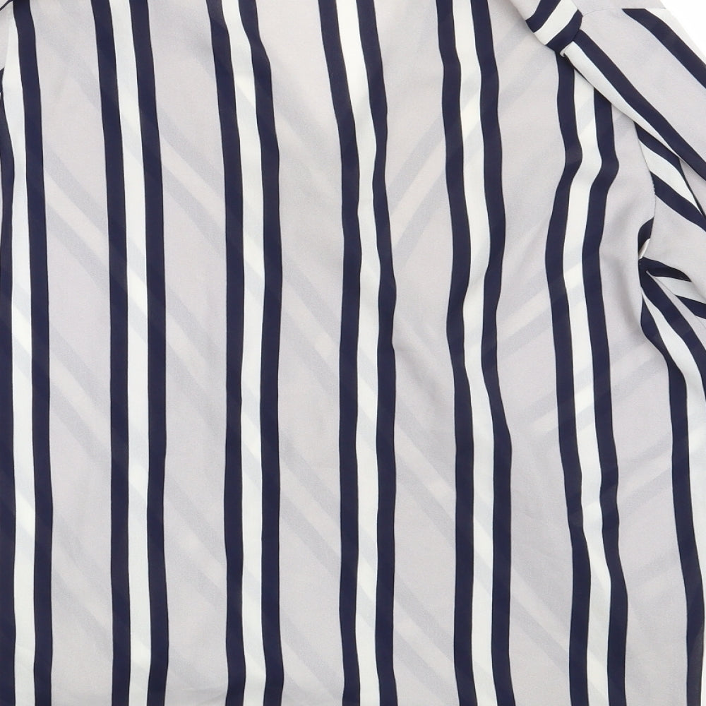 Atmosphere Womens Grey Striped Polyester Basic Blouse Size 8 V-Neck