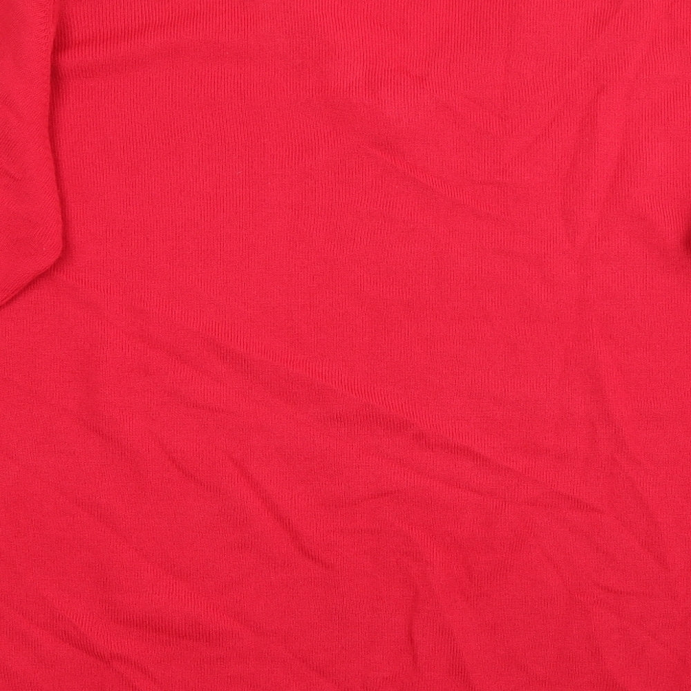 Classics Womens Red V-Neck Acrylic Pullover Jumper Size 20