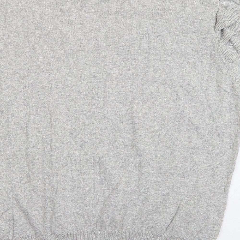 Internacionale Womens Grey Scoop Neck Cotton Pullover Jumper Size 16