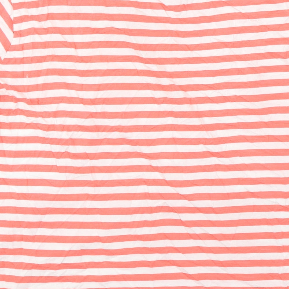 Dunnes Stores Womens Multicoloured Striped Cotton Basic T-Shirt Size L Round Neck