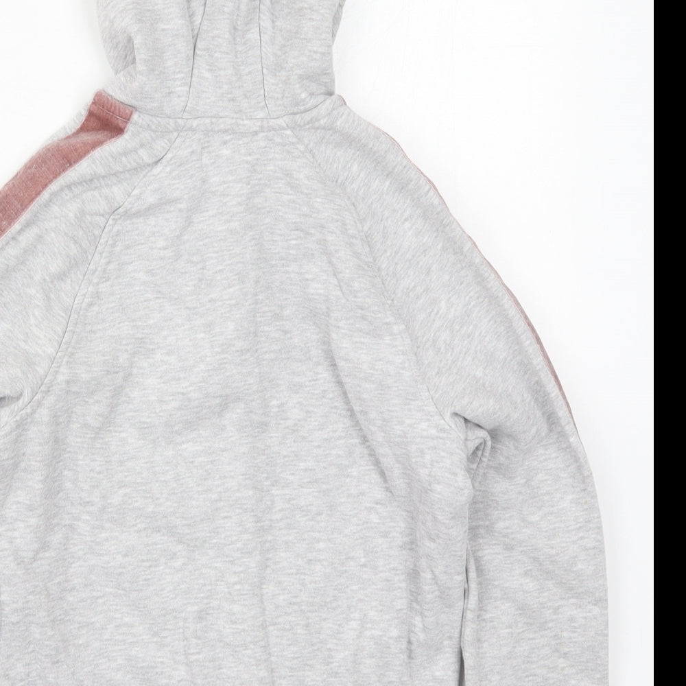 Marks and Spencer Girls Grey Cotton Full Zip Hoodie Size 9-10 Years Zip