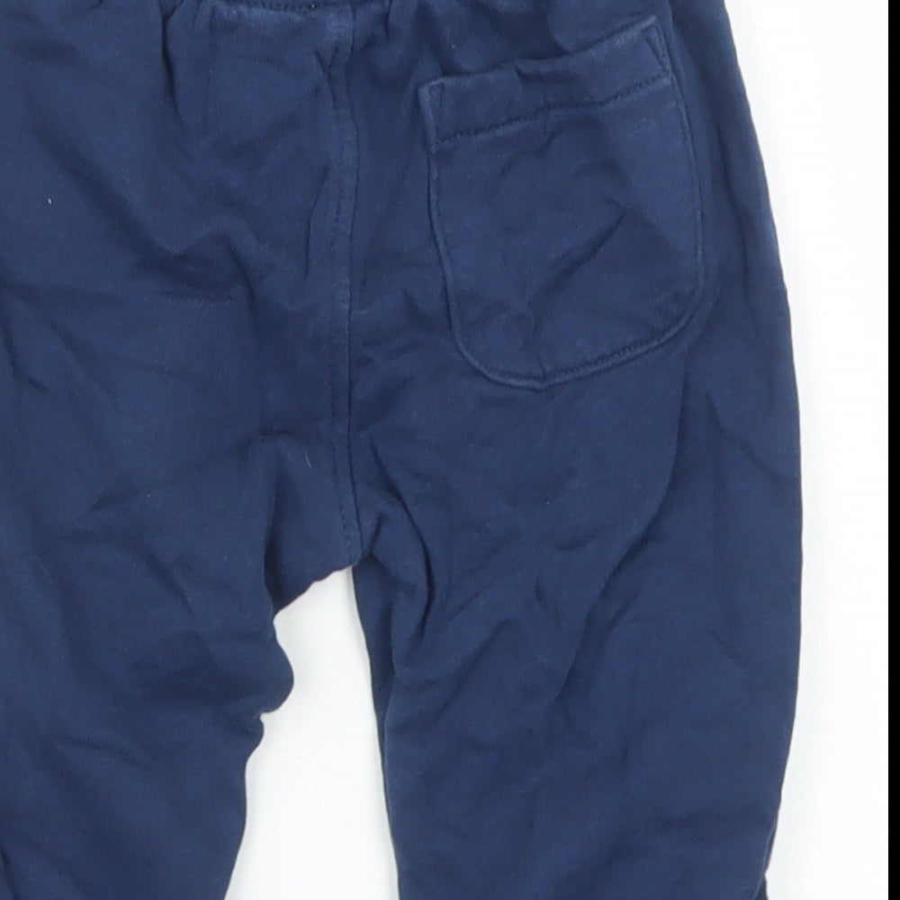 Marks and Spencer Boys Blue Cotton Jogger Trousers Size 6-9 Months Drawstring