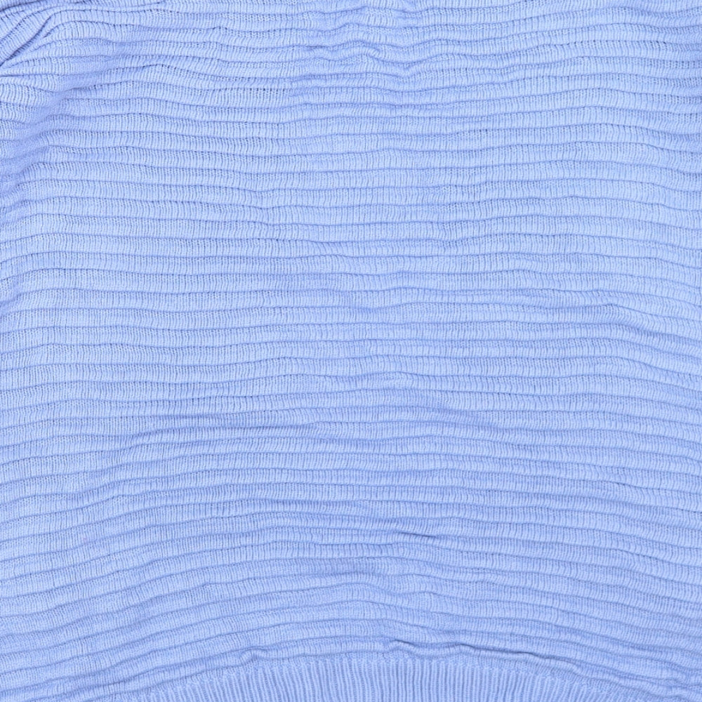 Papaya Womens Blue Round Neck Acrylic Cardigan Jumper Size S