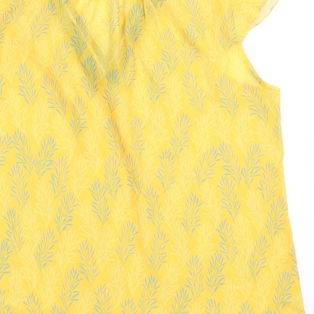 Rant&Rave Womens Yellow Polyester Basic Blouse Size 12 V-Neck
