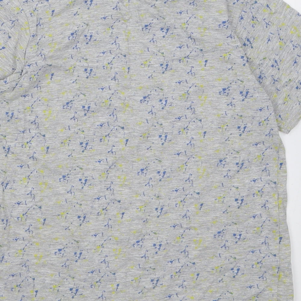 Primark Boys Grey Patchwork Cotton Basic T-Shirt Size 8-9 Years Crew Neck Pullover