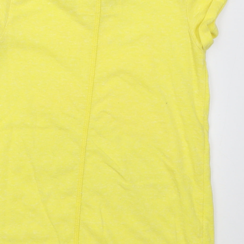 NEXT Girls Yellow Polyester Basic T-Shirt Size 7 Years Crew Neck Pullover