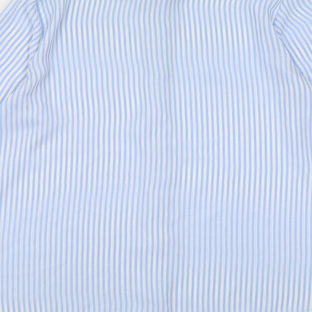 Atmosphere Womens Blue Striped Polyester Basic Button-Up Size 8 Collared