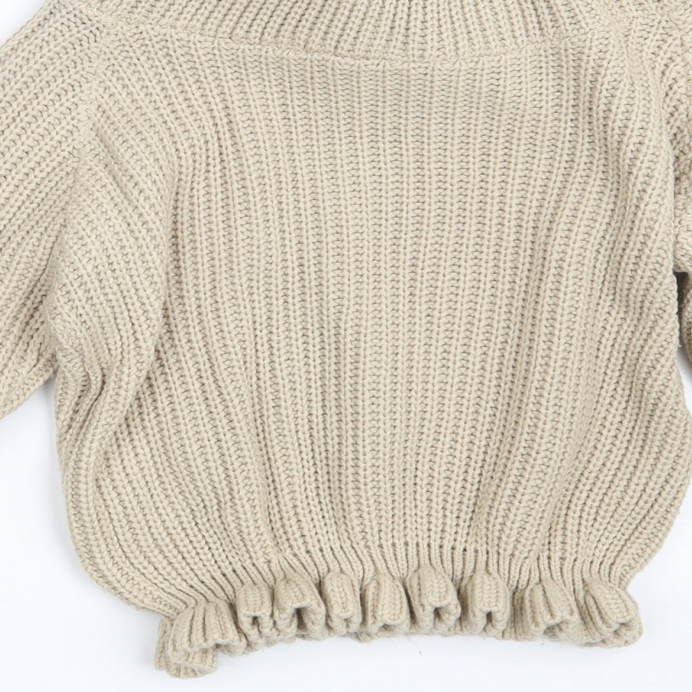 Influence Womens Beige Boat Neck Acrylic Pullover Jumper Size S