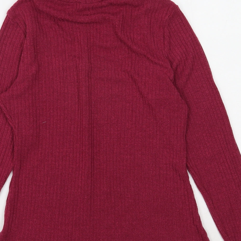 Preworn Womens Pink Roll Neck Polyester Pullover Jumper Size S