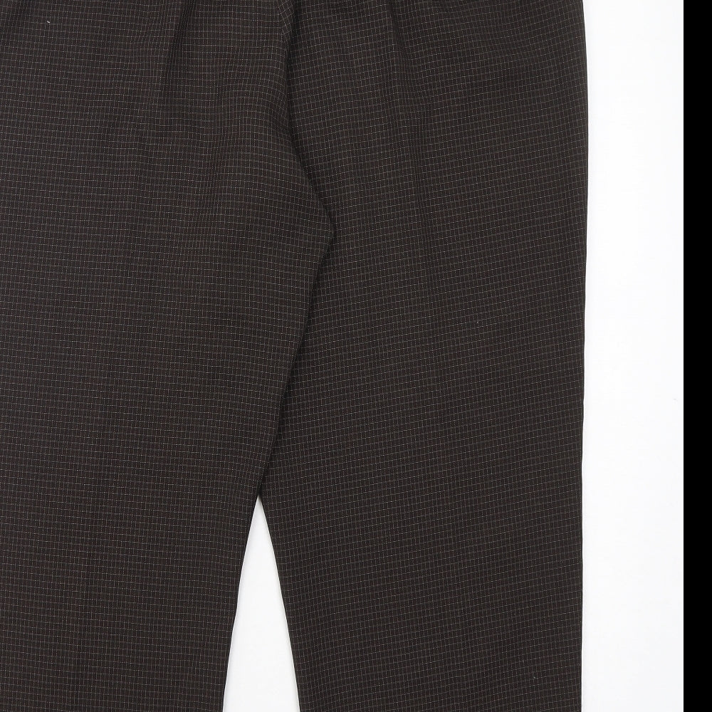 BHS Womens Brown Check Polyester Trousers Size 20 L28 in Regular