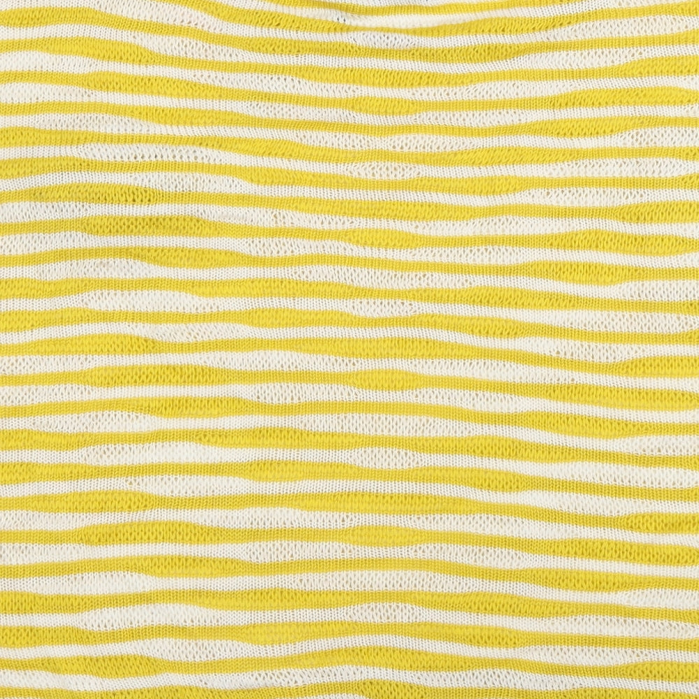 Katsumi Womens Yellow Crew Neck Striped Acrylic Pullover Jumper Size M