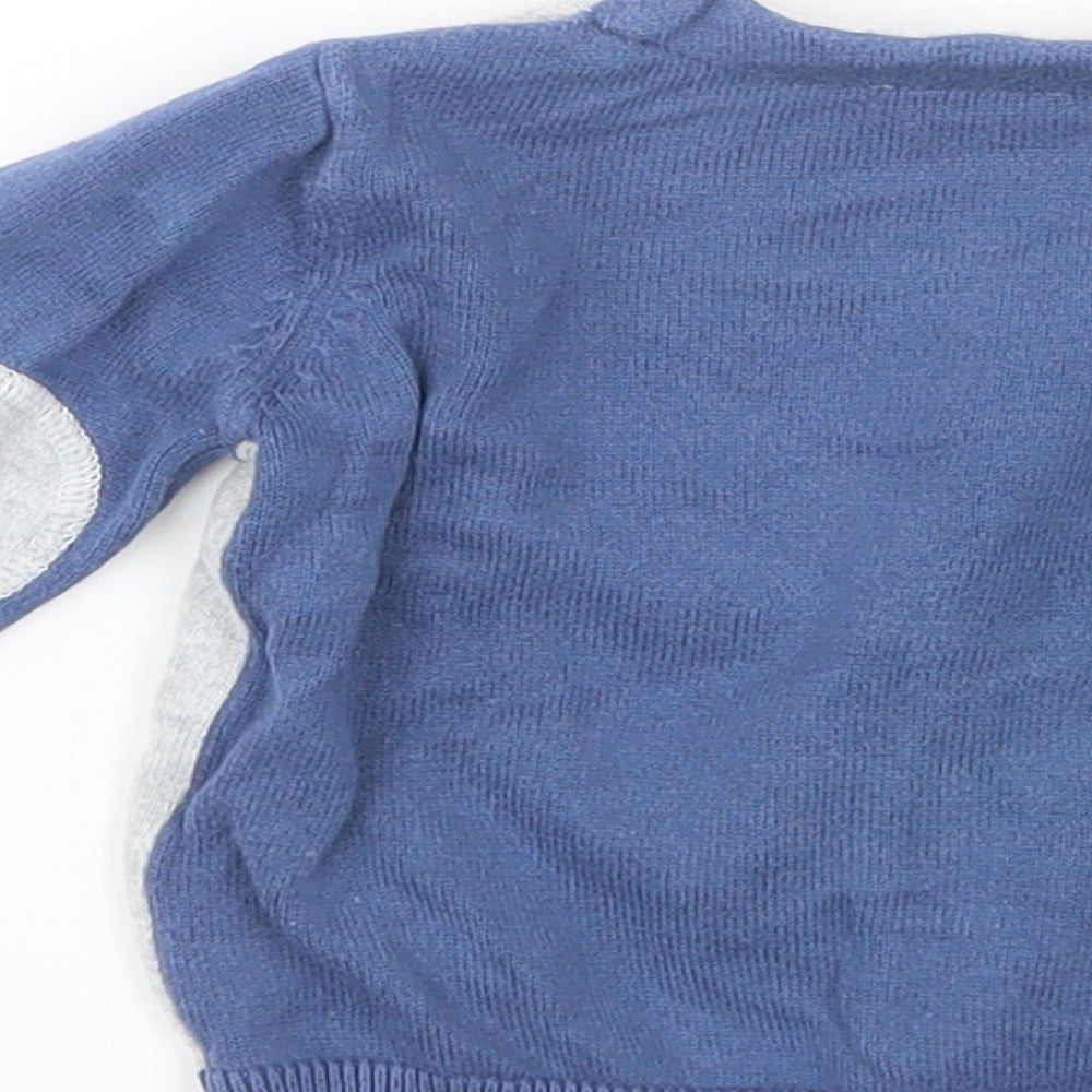 F&F Baby Blue Colourblock Cotton Cardigan Jumper Size 3-6 Months Button