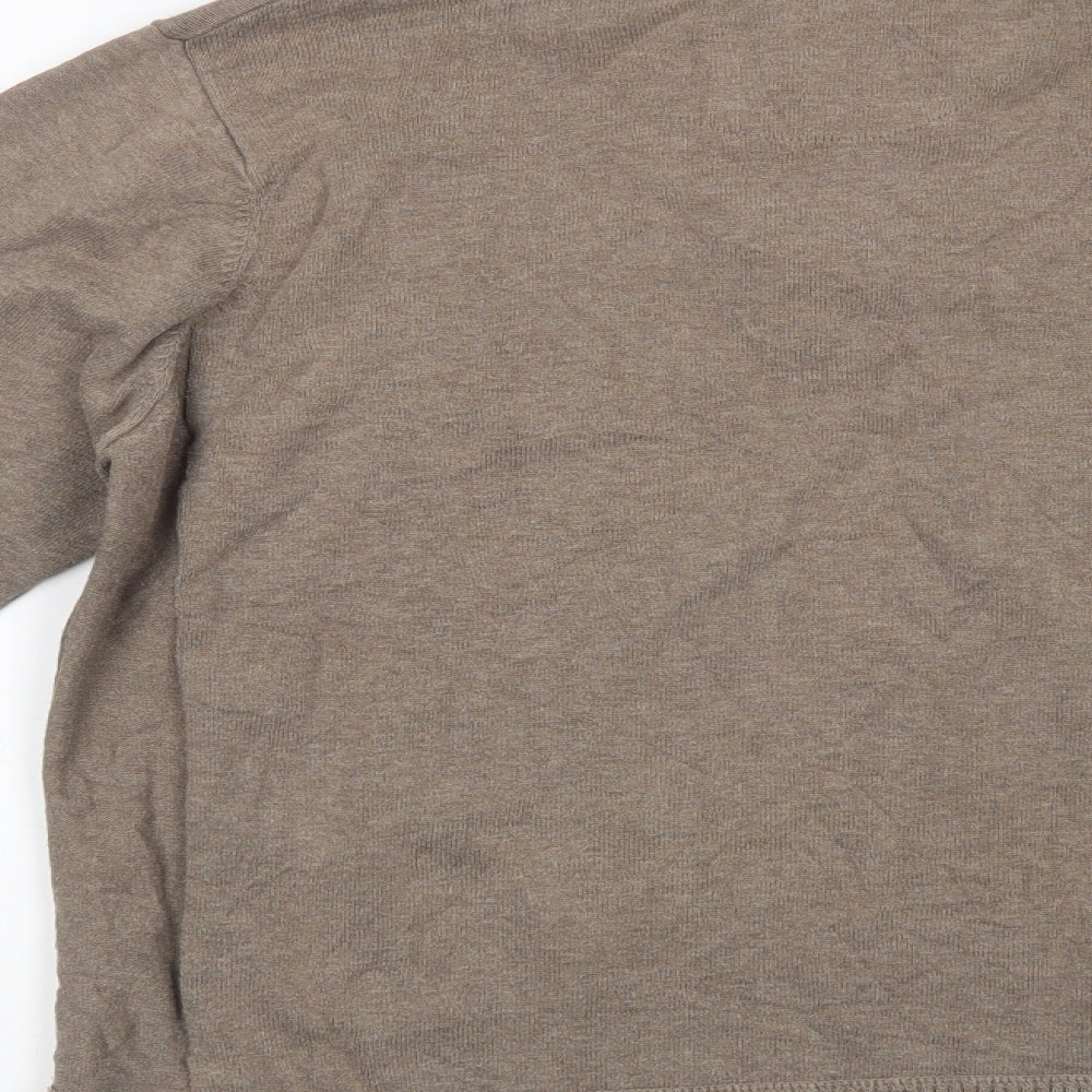 Marks & Spencer Mens Beige Collared Cotton Henley Jumper Size M
