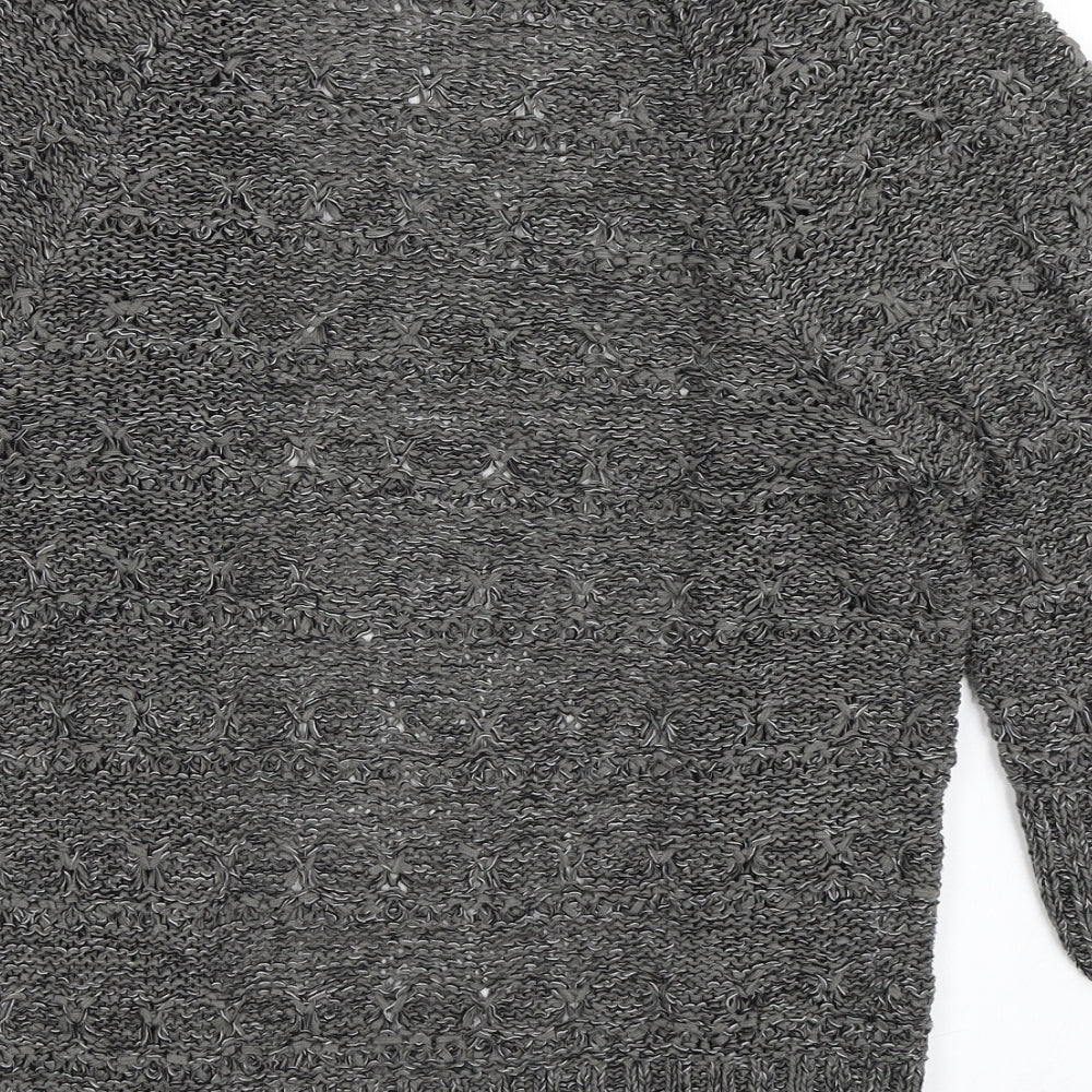 TU Womens Grey V-Neck Acrylic Cardigan Jumper Size 8