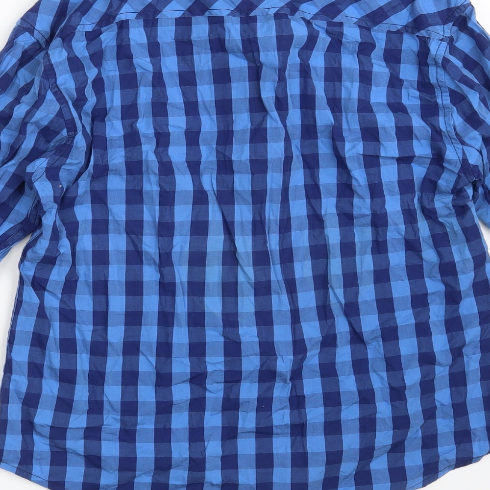 KINGPIN Mens Blue Check Cotton Button-Up Size S Collared Button