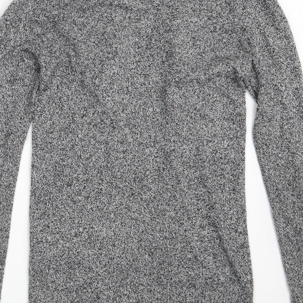String of stars Womens Grey V-Neck Cotton Wrap Jumper Size S